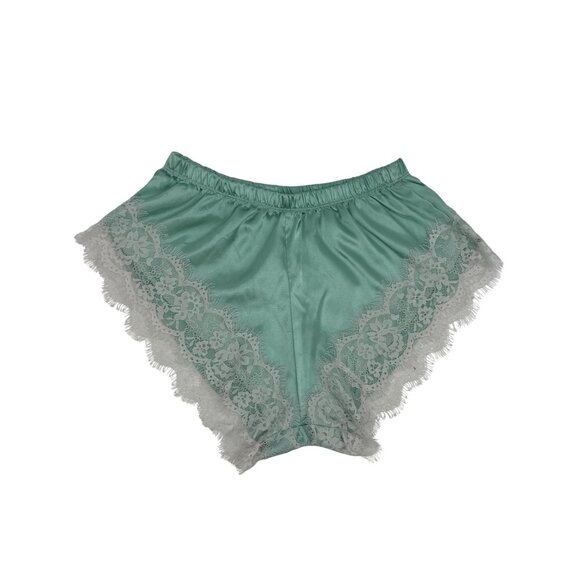 Boutique Other - Y2K Croquette Mint French Cut Satin Lace Lounge Shorts Booty PJs Vintage
